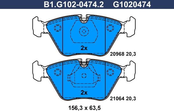 Galfer B1.G102-0474.2 - Тормозные колодки, дисковые, комплект autodnr.net
