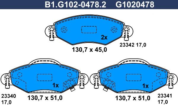 Galfer B1.G102-0478.2 - Гальмівні колодки, дискові гальма autocars.com.ua