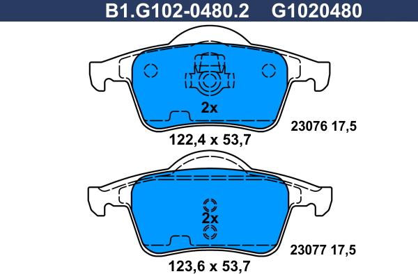 Galfer B1.G102-0480.2 - Тормозные колодки, дисковые, комплект avtokuzovplus.com.ua