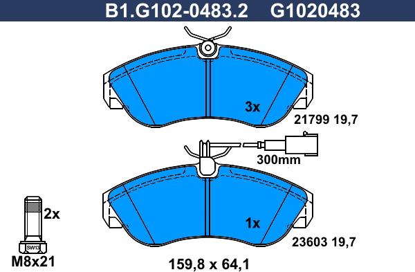 Galfer B1.G102-0483.2 - Гальмівні колодки, дискові гальма autocars.com.ua