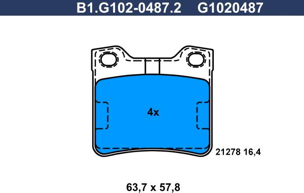 Galfer B1.G102-0487.2 - Тормозные колодки, дисковые, комплект avtokuzovplus.com.ua