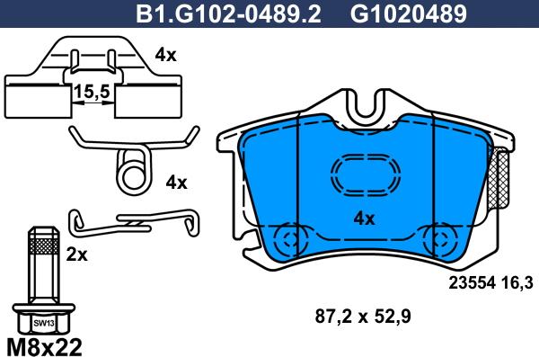Galfer B1.G102-0489.2 - Тормозные колодки, дисковые, комплект avtokuzovplus.com.ua