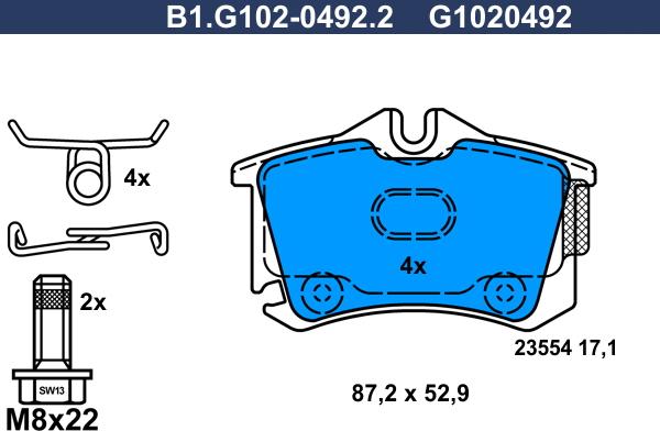 Galfer B1.G102-0492.2 - Гальмівні колодки, дискові гальма autocars.com.ua