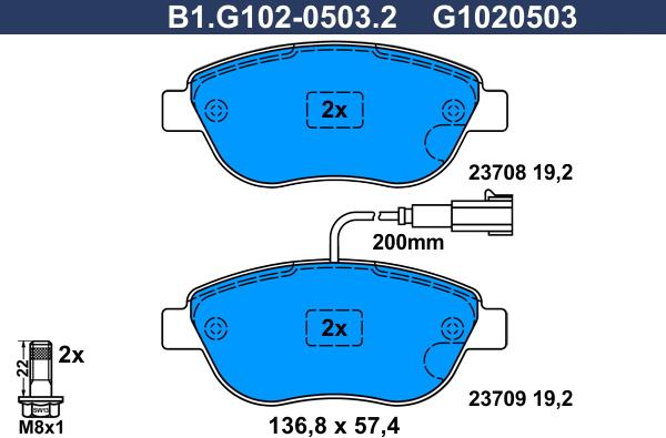 Galfer B1.G102-0503.2 - Гальмівні колодки, дискові гальма autocars.com.ua