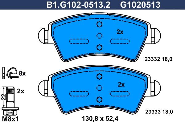 Galfer B1.G102-0513.2 - Тормозные колодки, дисковые, комплект autodnr.net