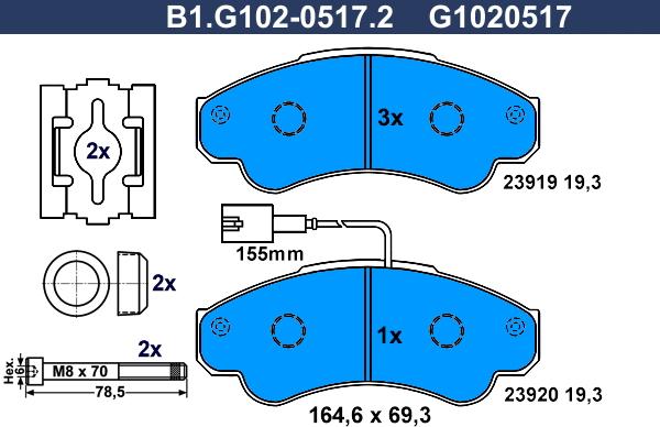 Galfer B1.G102-0517.2 - Тормозные колодки, дисковые, комплект autodnr.net