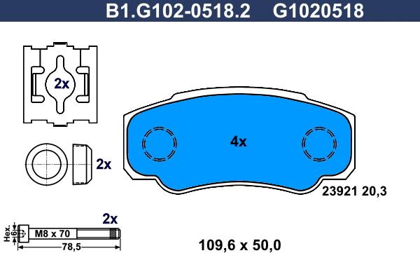 Galfer B1.G102-0518.2 - Тормозные колодки, дисковые, комплект autodnr.net