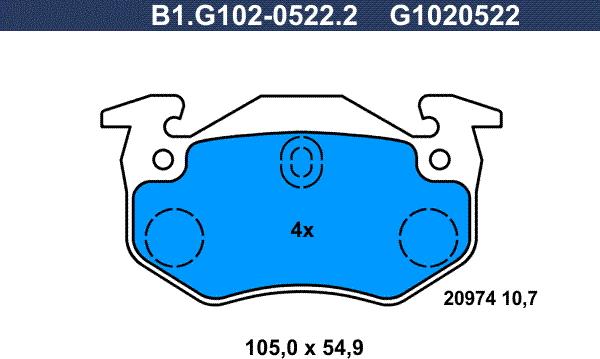 Galfer B1.G102-0522.2 - Тормозные колодки, дисковые, комплект autodnr.net