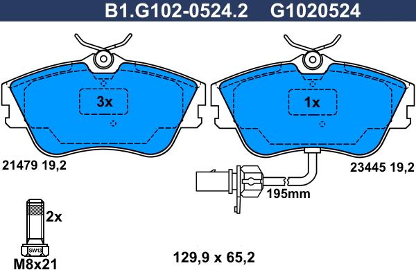 Galfer B1.G102-0524.2 - Тормозные колодки, дисковые, комплект avtokuzovplus.com.ua