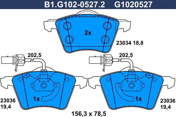 Galfer B1.G102-0527.2 - Гальмівні колодки, дискові гальма autocars.com.ua