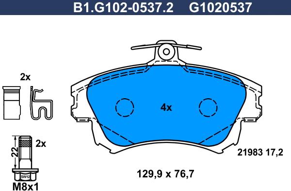 Galfer B1.G102-0537.2 - Тормозные колодки, дисковые, комплект avtokuzovplus.com.ua