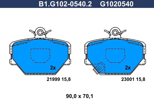 Galfer B1.G102-0540.2 - Гальмівні колодки, дискові гальма autocars.com.ua