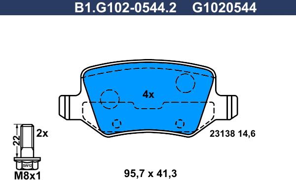 Galfer B1.G102-0544.2 - Гальмівні колодки, дискові гальма autocars.com.ua