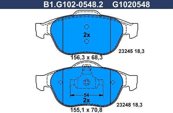 Galfer B1.G102-0548.2 - Тормозные колодки, дисковые, комплект autodnr.net