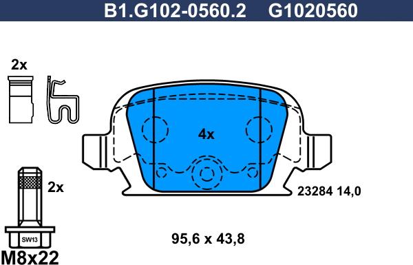 Galfer B1.G102-0560.2 - Тормозные колодки, дисковые, комплект avtokuzovplus.com.ua