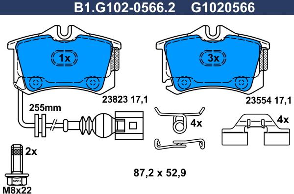 Galfer B1.G102-0566.2 - Тормозные колодки, дисковые, комплект avtokuzovplus.com.ua