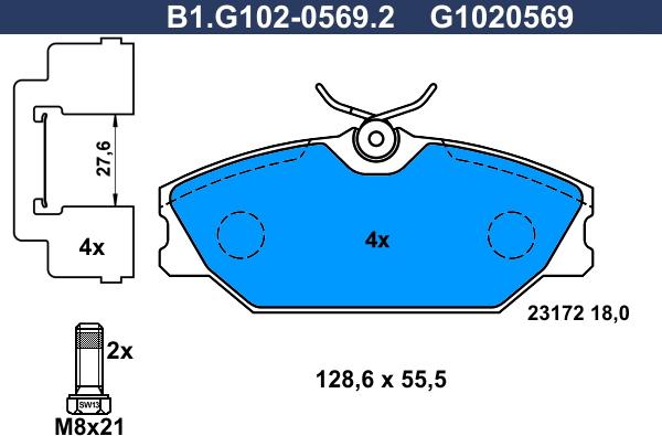 Galfer B1.G102-0569.2 - Тормозные колодки, дисковые, комплект avtokuzovplus.com.ua