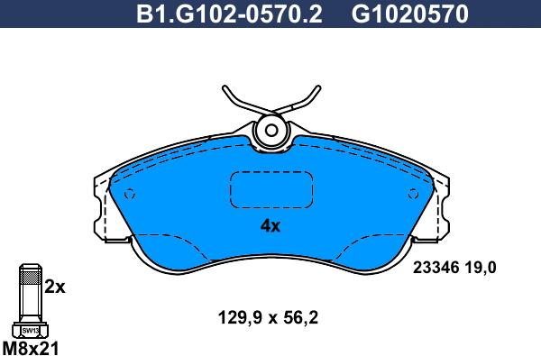 Galfer B1.G102-0570.2 - Гальмівні колодки, дискові гальма autocars.com.ua