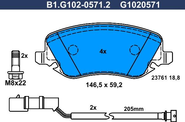 Galfer B1.G102-0571.2 - Гальмівні колодки, дискові гальма autocars.com.ua