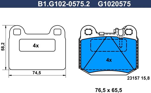 Galfer B1.G102-0575.2 - Гальмівні колодки, дискові гальма autocars.com.ua