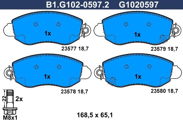 Galfer B1.G102-0597.2 - Тормозные колодки, дисковые, комплект avtokuzovplus.com.ua