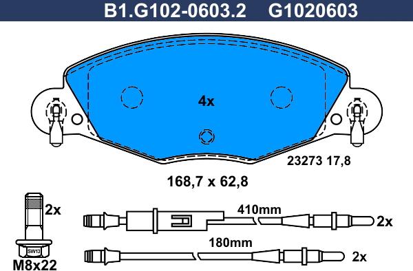 Galfer B1.G102-0603.2 - Тормозные колодки, дисковые, комплект avtokuzovplus.com.ua