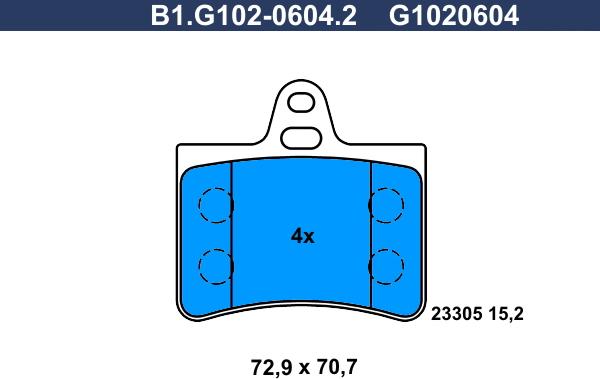 Galfer B1.G102-0604.2 - Тормозные колодки, дисковые, комплект avtokuzovplus.com.ua