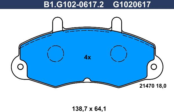 Galfer B1.G102-0617.2 - Тормозные колодки, дисковые, комплект avtokuzovplus.com.ua