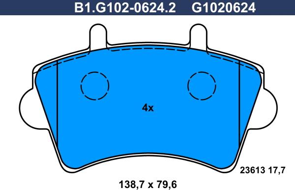 Galfer B1.G102-0624.2 - Тормозные колодки, дисковые, комплект avtokuzovplus.com.ua