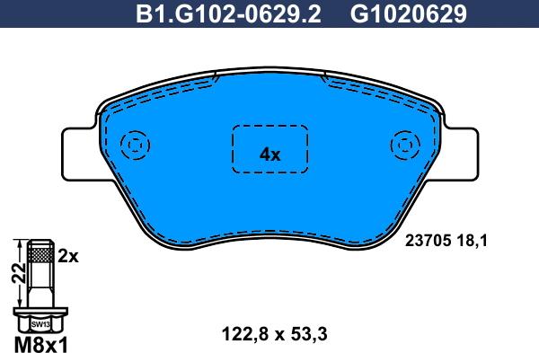 Galfer B1.G102-0629.2 - Тормозные колодки, дисковые, комплект autodnr.net