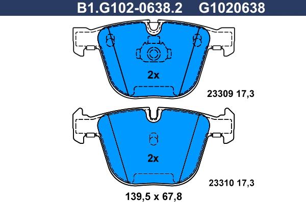 Galfer B1.G102-0638.2 - Гальмівні колодки, дискові гальма autocars.com.ua