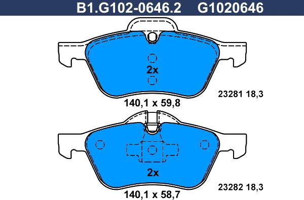 Galfer B1.G102-0646.2 - Гальмівні колодки, дискові гальма autocars.com.ua
