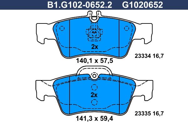 Galfer B1.G102-0652.2 - Тормозные колодки, дисковые, комплект avtokuzovplus.com.ua