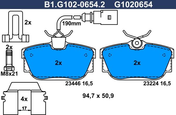 Galfer B1.G102-0654.2 - Тормозные колодки, дисковые, комплект autodnr.net