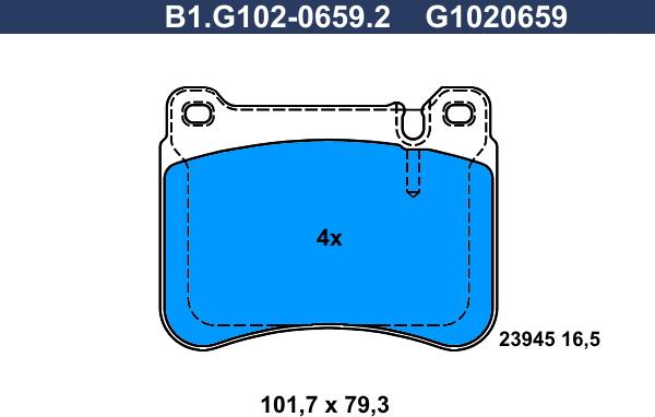 Galfer B1.G102-0659.2 - Гальмівні колодки, дискові гальма autocars.com.ua