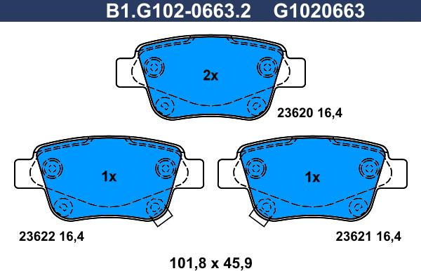 Galfer B1.G102-0663.2 - Гальмівні колодки, дискові гальма autocars.com.ua