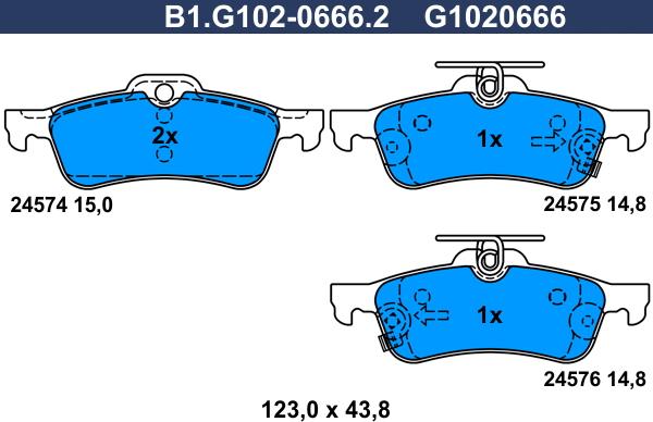 Galfer B1.G102-0666.2 - Гальмівні колодки, дискові гальма autocars.com.ua