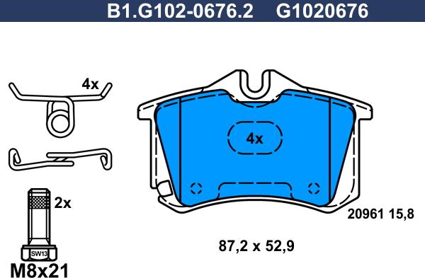 Galfer B1.G102-0676.2 - Тормозные колодки, дисковые, комплект avtokuzovplus.com.ua