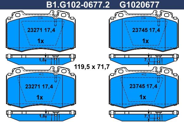 Galfer B1.G102-0677.2 - Гальмівні колодки, дискові гальма autocars.com.ua