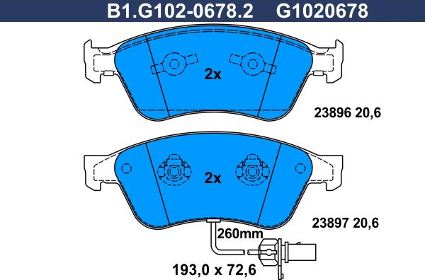 Galfer B1.G102-0678.2 - Тормозные колодки, дисковые, комплект avtokuzovplus.com.ua