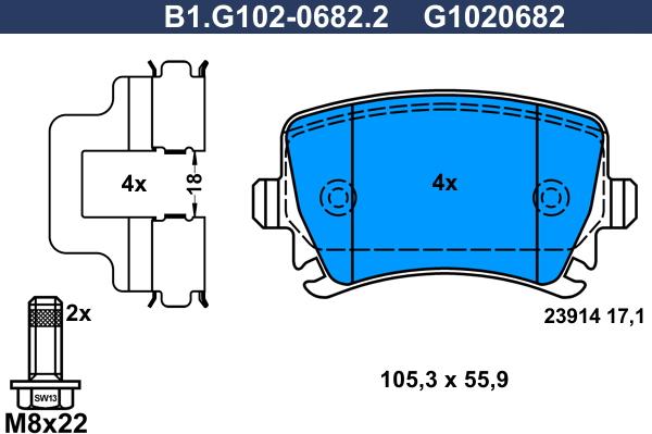 Galfer B1.G102-0682.2 - Тормозные колодки, дисковые, комплект avtokuzovplus.com.ua