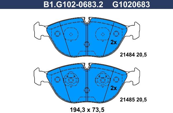 Galfer B1.G102-0683.2 - Гальмівні колодки, дискові гальма autocars.com.ua