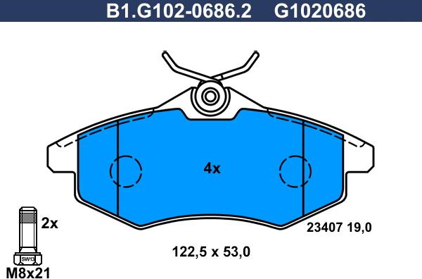 Galfer B1.G102-0686.2 - Тормозные колодки, дисковые, комплект avtokuzovplus.com.ua