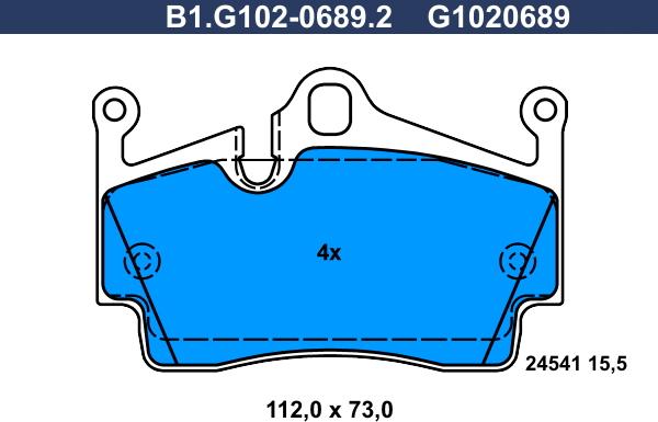 Galfer B1.G102-0689.2 - Тормозные колодки, дисковые, комплект avtokuzovplus.com.ua