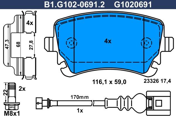 Galfer B1.G102-0691.2 - Гальмівні колодки, дискові гальма autocars.com.ua