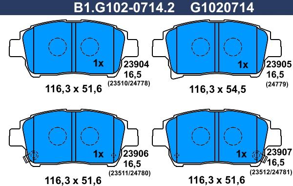 Galfer B1.G102-0714.2 - Тормозные колодки, дисковые, комплект autodnr.net