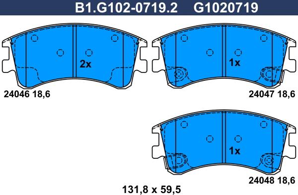 Galfer B1.G102-0719.2 - Гальмівні колодки, дискові гальма autocars.com.ua