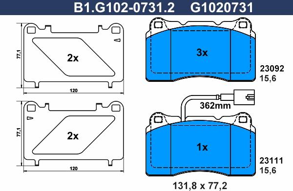 Galfer B1.G102-0731.2 - Тормозные колодки, дисковые, комплект autodnr.net