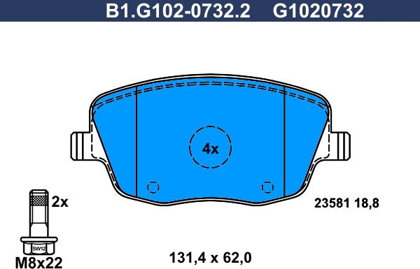 Galfer B1.G102-0732.2 - Гальмівні колодки, дискові гальма autocars.com.ua