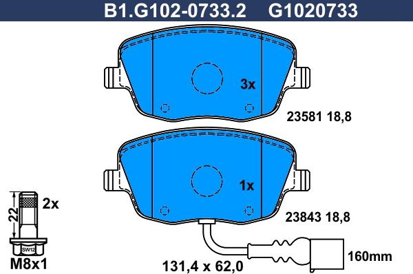 Galfer B1.G102-0733.2 - Гальмівні колодки, дискові гальма autocars.com.ua